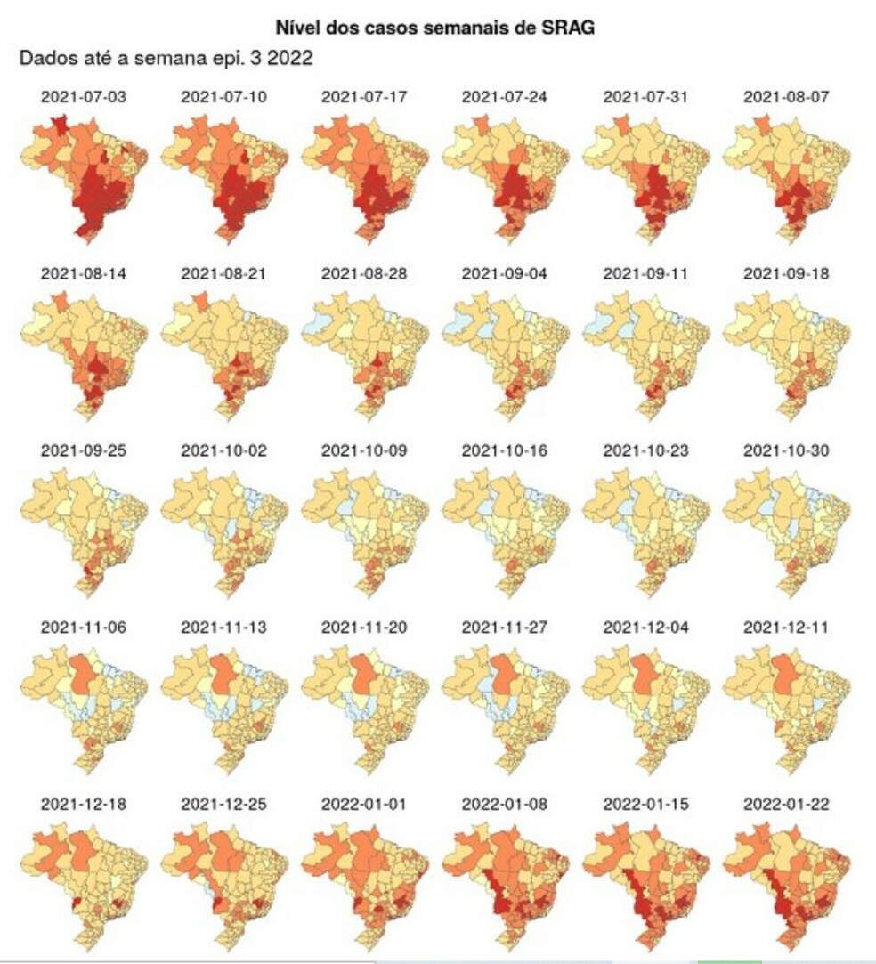 Acompanhamento dos casos de SRAG pela Fiocruz — Foto: Reprodução Fiocruz
