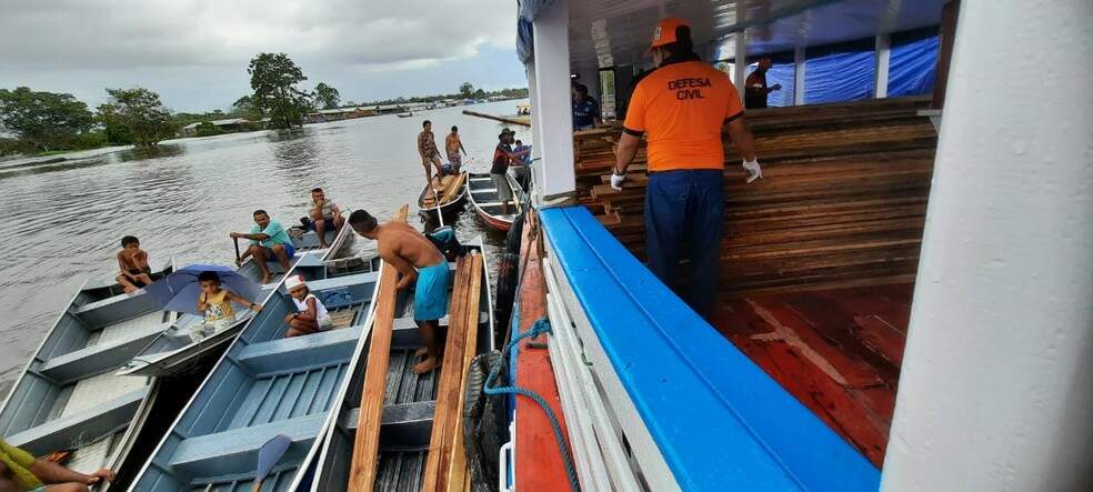Madeiras foram levadas par o município para construção de pontes. — Foto: Divulgação/Defesa Civil