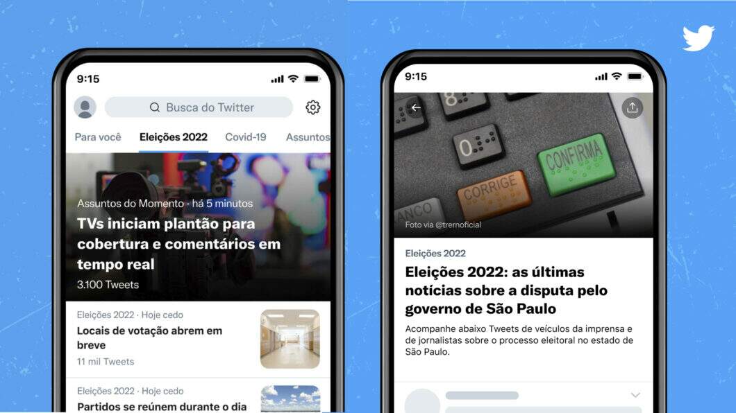 Aba "Eleições 2022" mostra informações sobre a corrida eleitoral (Imagem: Divulgação/Twitter)